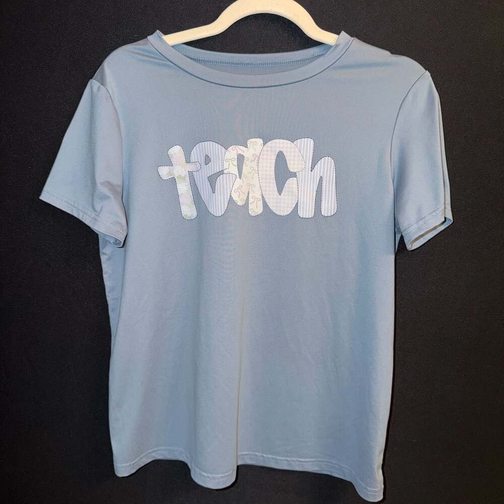 Teach Short Sleeve T-Shirt Size S Blue #0730